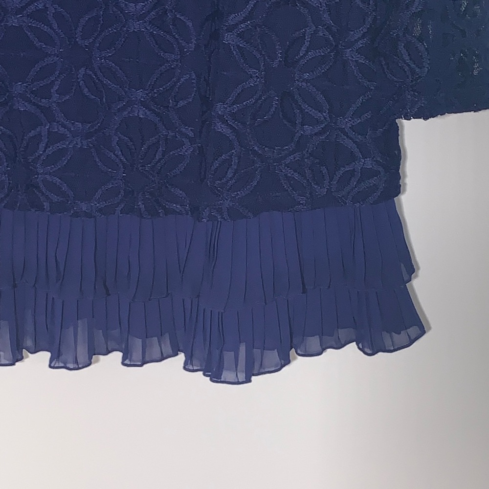Alfani Royal Purple Lace Tulip Blouse Sz L - Picture 3 of 5